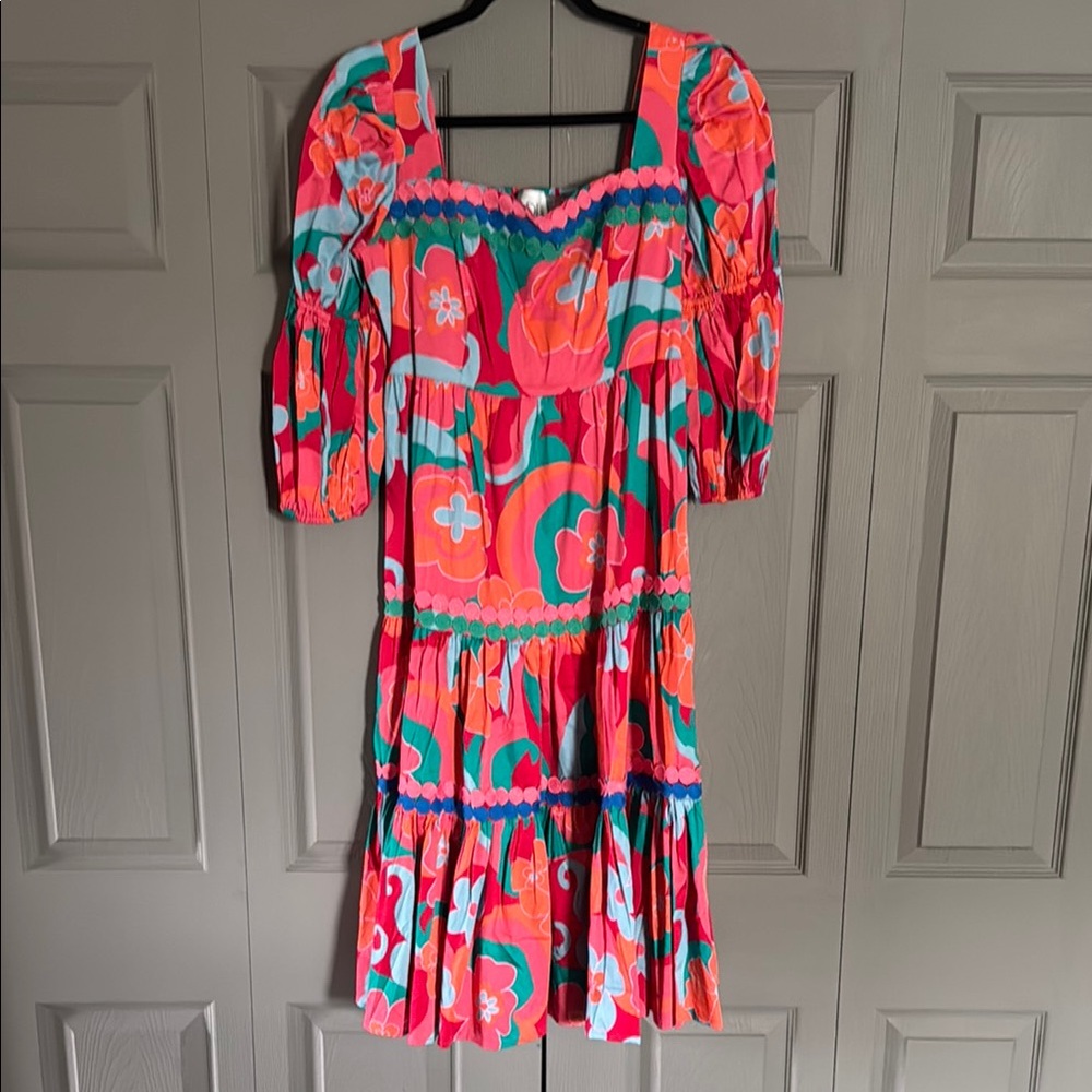 Pink Pleated Puff Sleeve Sundress